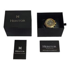 Heritor Automatic Legacy Watch Leather Band Day/Date - Gold/Black NEW